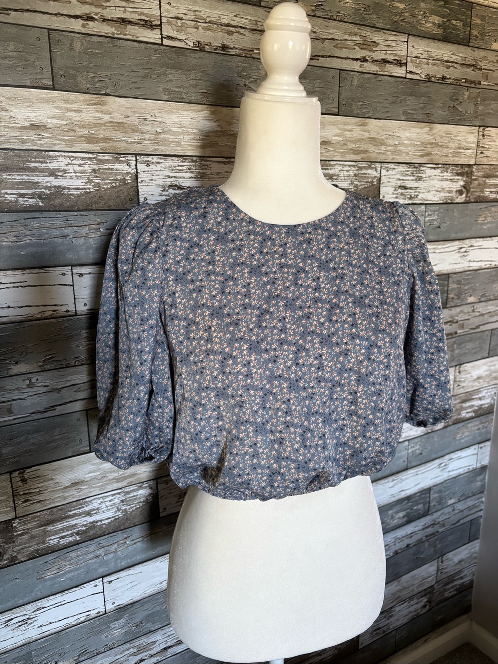After Market Cottagecore Ditsy Floral Print Puff Sleeve Crop Top Womens Size XS